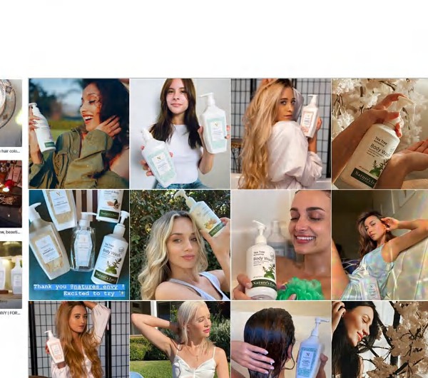 Grid of Chinese influencers and livestream hosts working with AOG Naturals brands